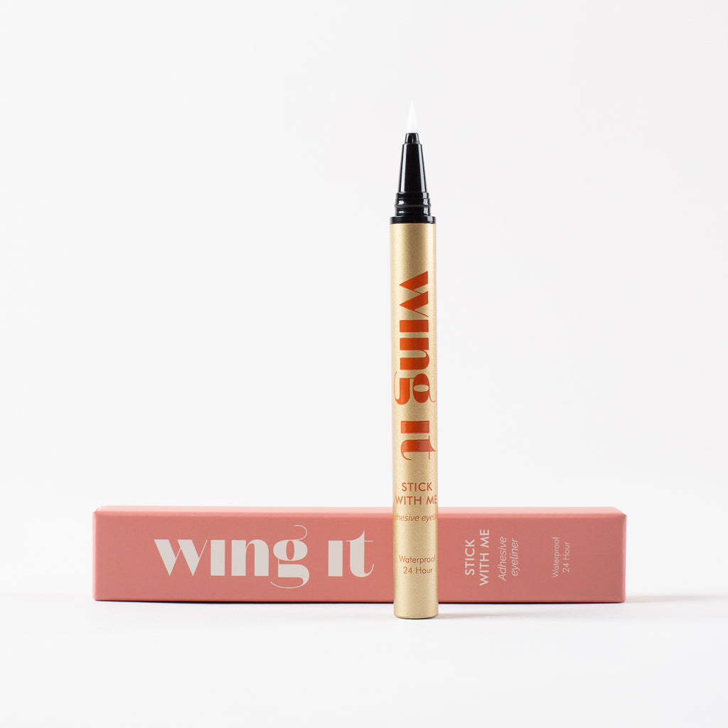 STICK WITH ME adhesive felt tip clear eyeliner with packaging.