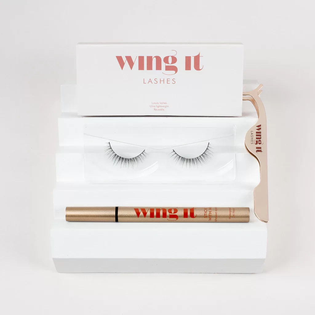 Naked - false eyelashes & stick with me™ adhesive eyeliner set - Wing It Cosmetics